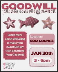 a flyer for a goodwill plush making event